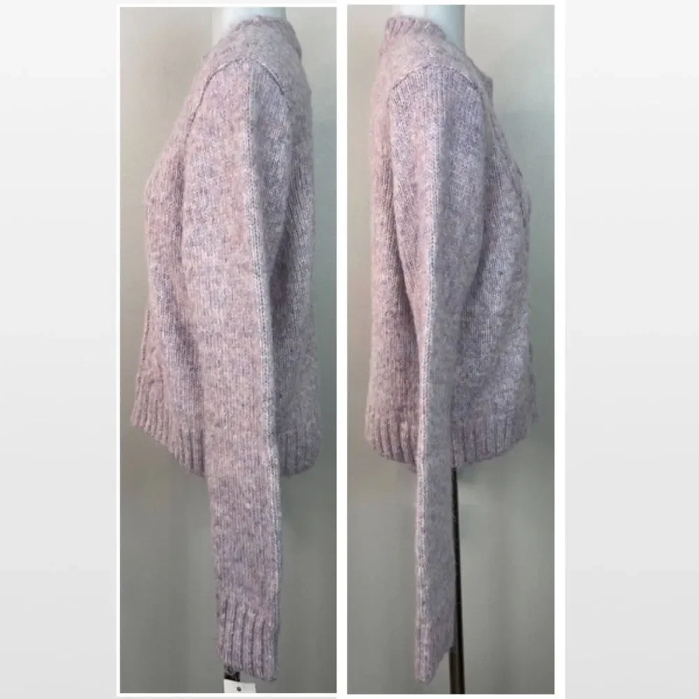 New Purple & Pink Cable ChunkyโKnit Cropped Pullover Sweater - Picture 9 of 16